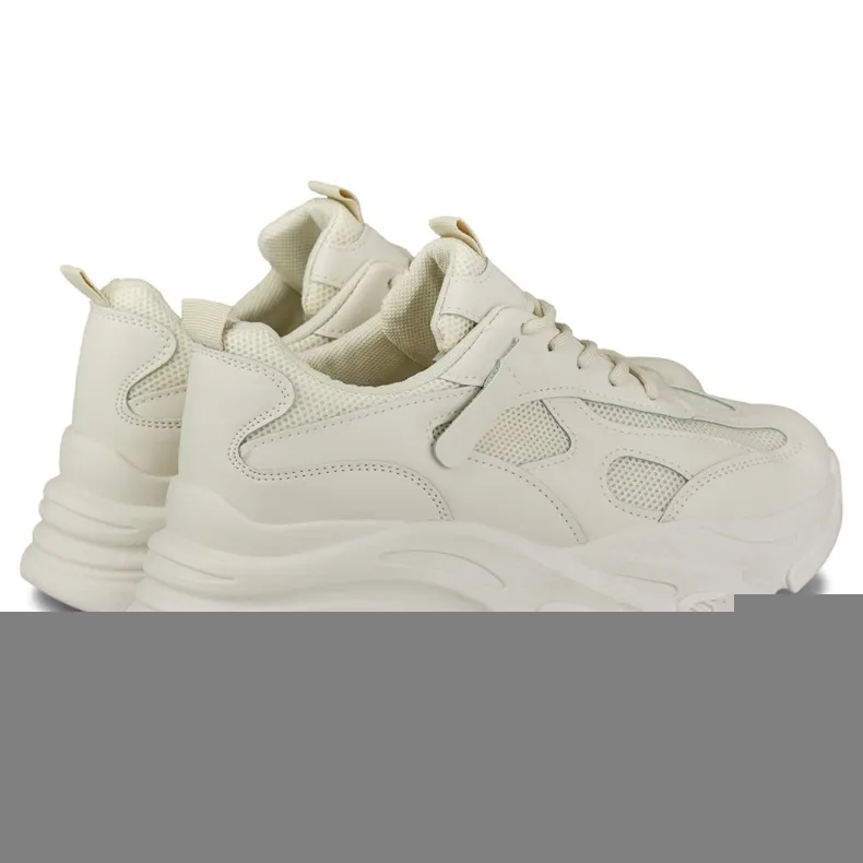 Beige damessneakers met dikke zool zwart