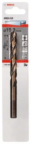 BOSCH BOREN VOOR METAAL HSSCO, DIN 338 10,2 X 87 X 133 MM 2608585865