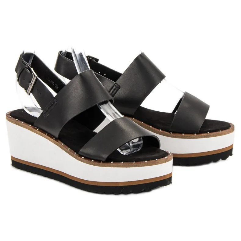 Corina Zwarte sandalen op het platform