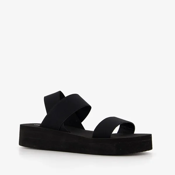 Dames sandalen met plateauzool zwart