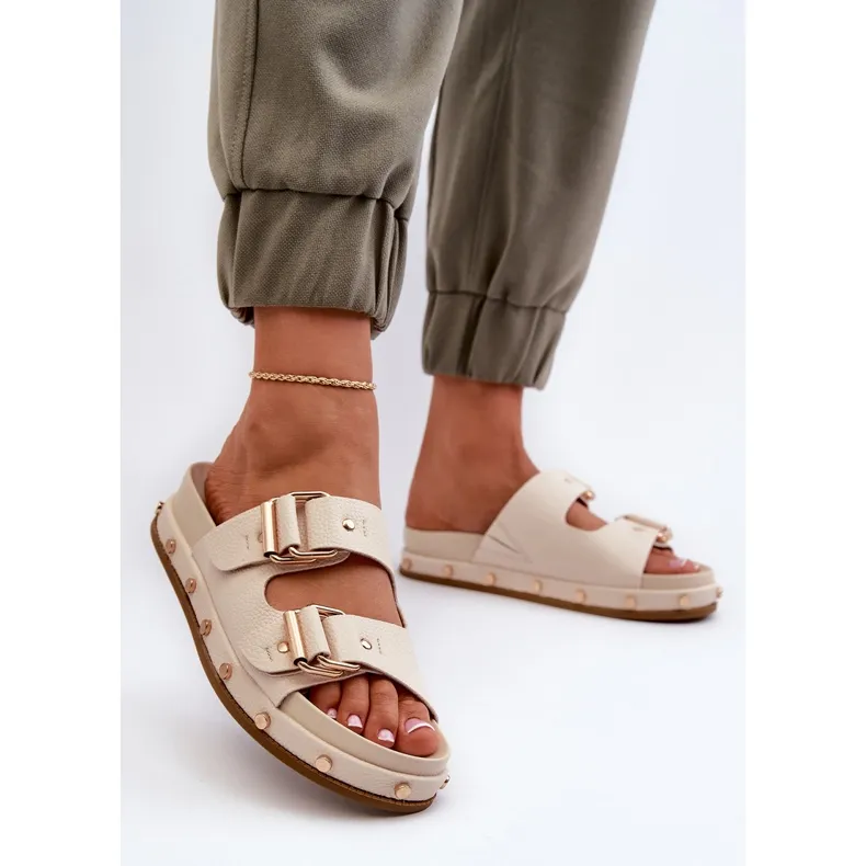 Damesslippers op het Big Star Platform NN274083 Beige
