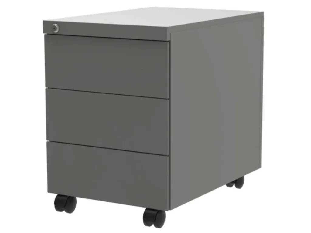 Ladeblok verrijdbaar benefits 3 laden 60 cm diep aluminium