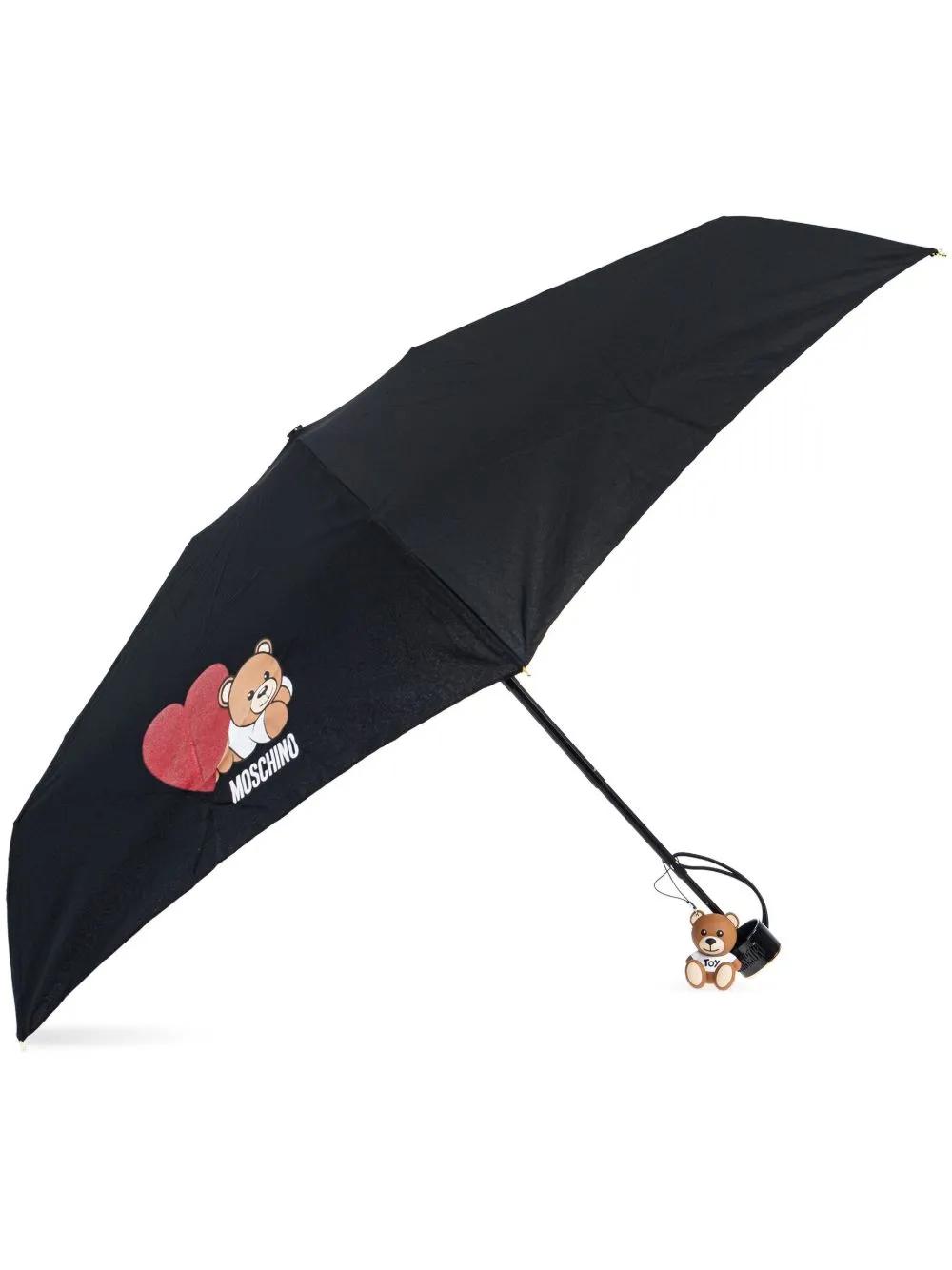Moschino Compacte paraplu met teddybeerprint Zwart