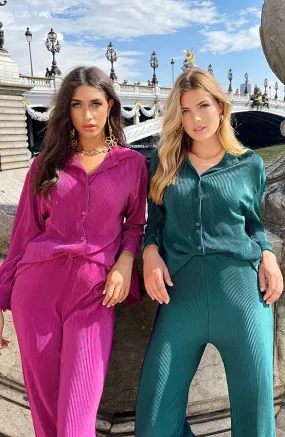Plissé Two Piece Set Magenta