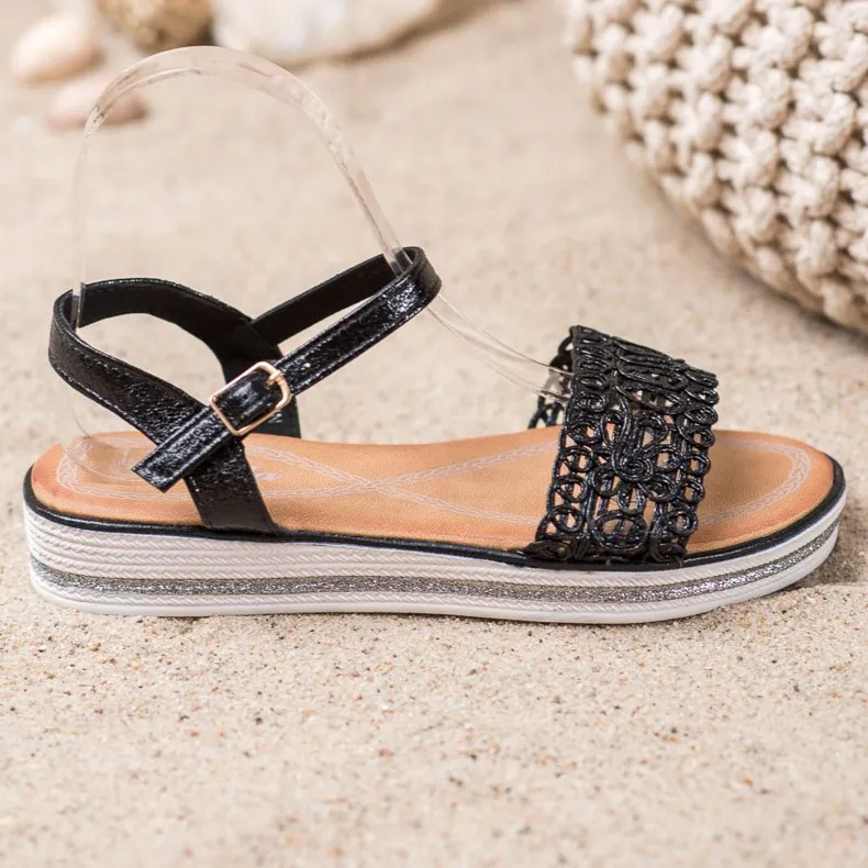 Renda Sandalen op het platform zwart