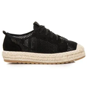 Seastar Opengewerkte espadrilles op de binding zwart