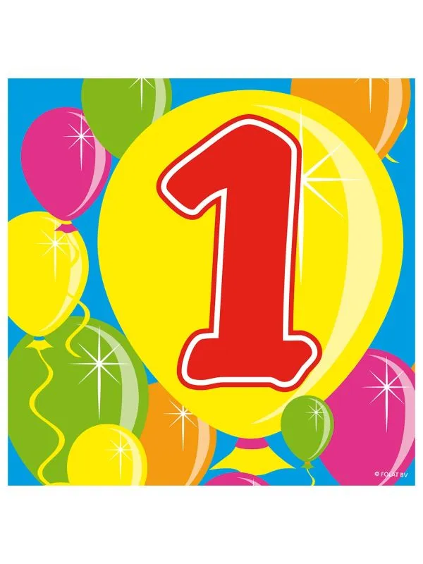 Servetten ballonnen 1e verjaardag 20 stuks
