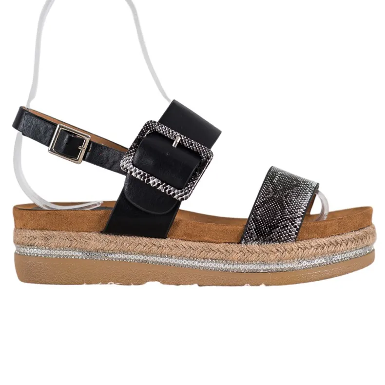 SHELOVET Sandalen op het platform met slangenprint zwart