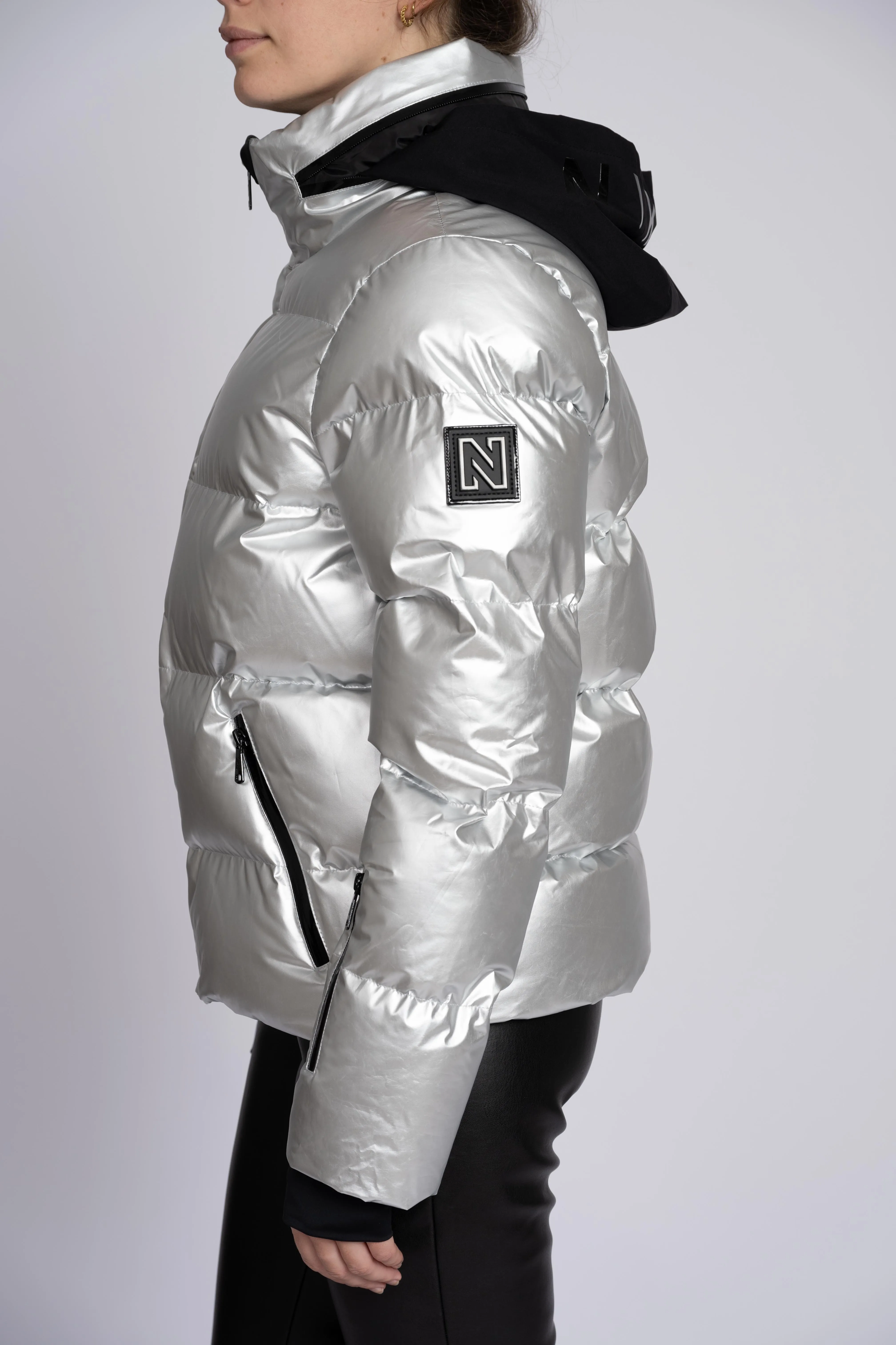 Ski jas met metallic look