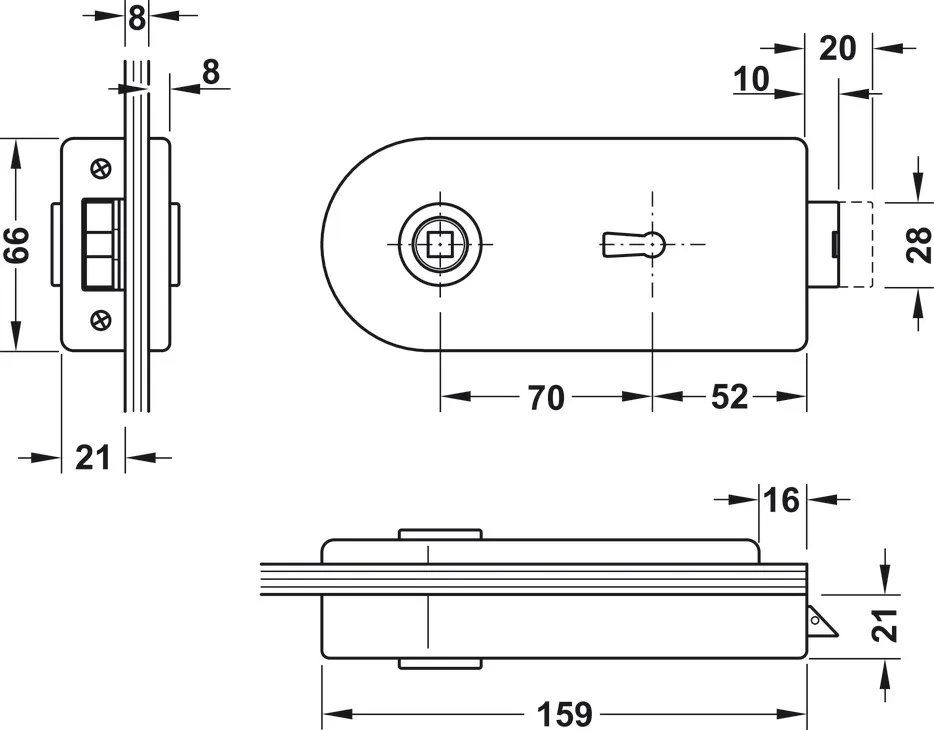 Slot voor glasdeur, GHR 102 en 103, Startec