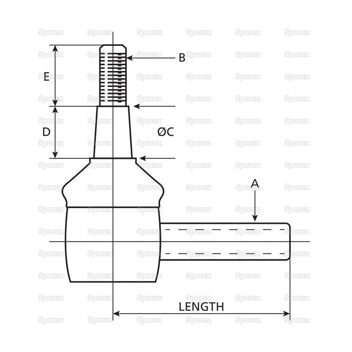 Stuurstang compleet, Lengte: 107mm