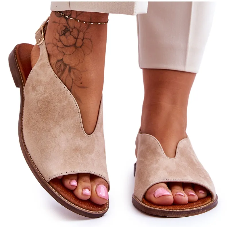 Suède damessandalen Lewski Shoes 3220/X Beige