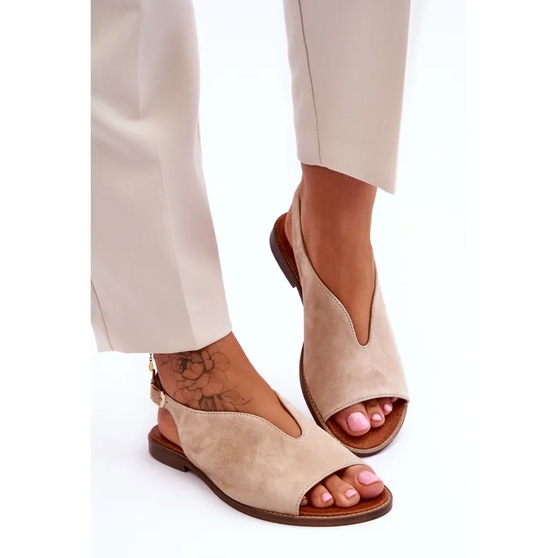 Suède damessandalen Lewski Shoes 3220/X Beige