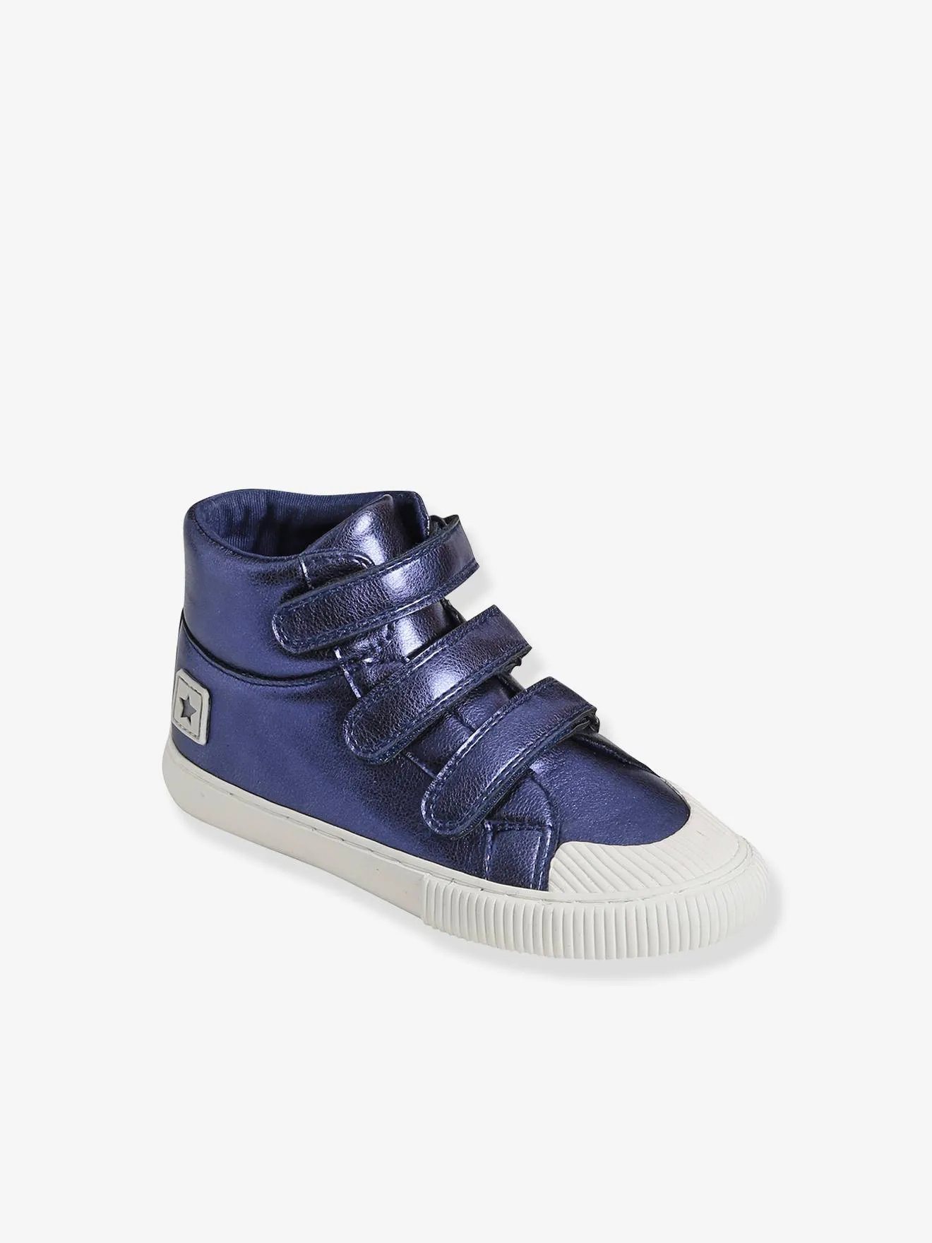 VERTBAUDET  KLITTENBAND HALFHOGE SNEAKERS MEISJE  METALLIC BLAUW