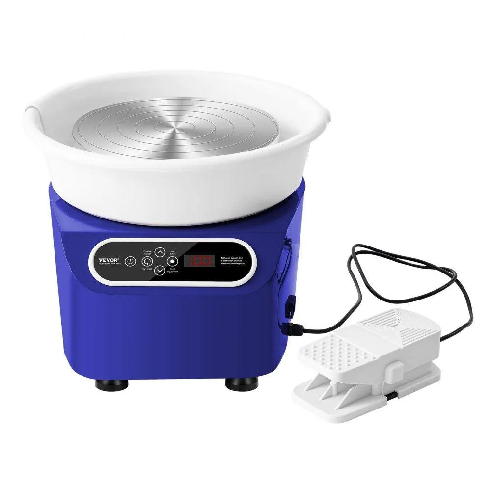 VEVOR Aardewerkschijf Keramisch wiel Machinepedaal Touchscreen 350W 28cm Blauw