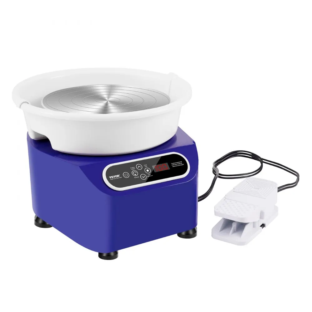 VEVOR Aardewerkschijf Keramisch wiel Machinepedaal Touchscreen 350W 28cm Blauw