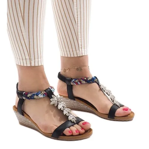 ZWARTE SLEEHAKSANDALEN MET ELASTIEK B1331